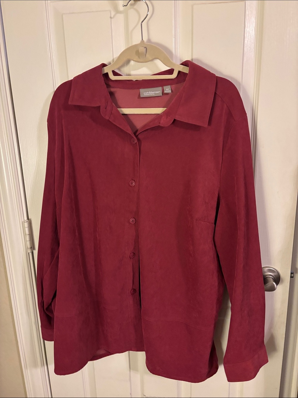 Coldwater Creek Button-Front Long Sleeve Shirt Jacket in Wine